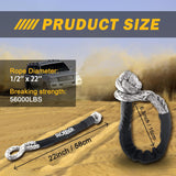 Soft Shackle 1/2" x 22" -56,000 lbs Breaking Strength - Heavy-Duty Synthetic Rope for Off-Road Towing, ATV, 4x4, Truck