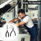 Black automotive electrical connector pliers set with straight and angled heads
