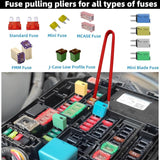Red-handled automotive relay and fuse puller pliers set