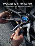 Digital tire pressure gauge with inflator and 250 PSI for accurate measurement