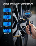 Digital tire pressure gauge with inflator and 250 PSI for accurate measurement
