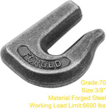 3/8'' Weld-On Grab Hooks G70 Forged Steel - Heavy Duty Tractor Chain Hooks for Car, Truck, SUV, RV, UTV, Tow & Lifting Applications