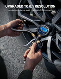 Digital tire pressure gauge with inflator and 250 PSI for accurate measurement