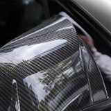 Real Carbon Fiber Rearview Mirror Cover Overlay For Model 3 & Y Highland Ox Horn Style
