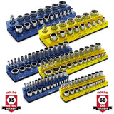 Magnetic Socket Organizer 2Row Holder for 1/4" 3/8" 1/2" Drive Sockets