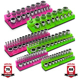Magnetic Socket Organizer 2Row Holder for 1/4" 3/8" 1/2" Drive Sockets