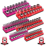 Magnetic Socket Organizer 2Row Holder for 1/4" 3/8" 1/2" Drive Sockets