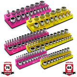Magnetic Socket Organizer 2Row Holder for 1/4" 3/8" 1/2" Drive Sockets