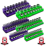 Magnetic Socket Organizer 2Row Holder for 1/4" 3/8" 1/2" Drive Sockets