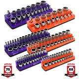 Magnetic Socket Organizer 2Row Holder for 1/4" 3/8" 1/2" Drive Sockets