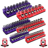 Magnetic Socket Organizer 2Row Holder for 1/4" 3/8" 1/2" Drive Sockets