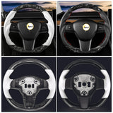 Model 3/ Y Customized Round Nappa Leather Steering Wheel Tesla Modification
