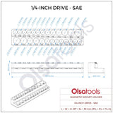Magnetic Socket Organizer 2Row Holder for 1/4" 3/8" 1/2" Drive Sockets