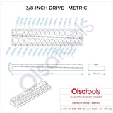 Magnetic Socket Organizer 2Row Holder for 1/4" 3/8" 1/2" Drive Sockets
