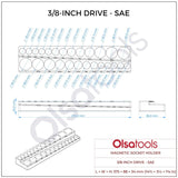 Magnetic Socket Organizer 2Row Holder for 1/4" 3/8" 1/2" Drive Sockets
