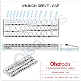 3-Row Magnetic Socket Holder Organizes 75+ 1/4",3/8",1/2" Drive Sockets