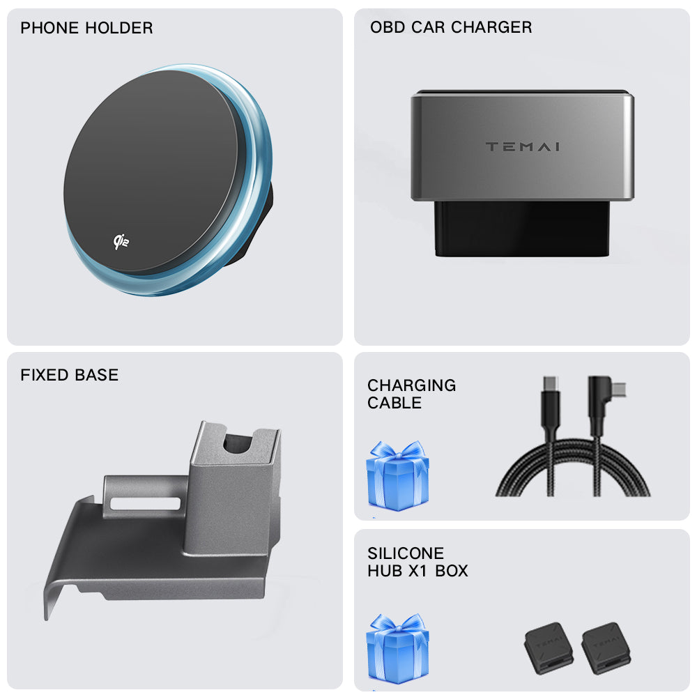 Model 3 & Y 15W Fast Wireless Charging Magnetic Car Phone Holder with Halo Ambient Light for Model 3 Highland/ Y Juniper