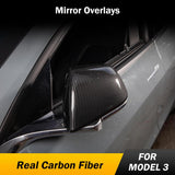 Real Carbon Fiber Mirror Overlays (1 pair) For Model 3 & Y Highland