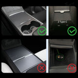 Tesla Model 3/Y USB Hub with Retractable Fast Charging Cable Center Console Dock with Ambient LED Lighting & Storage Illumination | Tlyard