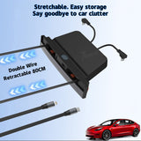 Tesla Model 3/Y USB Hub with Retractable Fast Charging Cable Center Console Dock with Ambient LED Lighting & Storage Illumination | Tlyard
