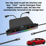 Tesla Model 3/Y USB Hub with Retractable Fast Charging Cable Center Console Dock with Ambient LED Lighting & Storage Illumination | Tlyard