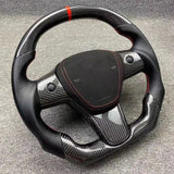 Customized Sport Round Heated Real Carbon Fiber Steering Wheel For Model 3/ Y