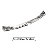 Anti-scratch rear bumper protector for Tesla Model 3, made of stainless steel with carbon fiber texture, providing durable protection and a sleek look.