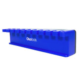 Magnetic wrench organizer rack holding 10 wrenches mounted on a metal toolbox