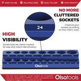 Magnetic Socket Organizer 2Row Holder for 1/4" 3/8" 1/2" Drive Sockets