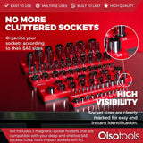 Magnetic Socket Organizer 2Row Holder for 1/4" 3/8" 1/2" Drive Sockets