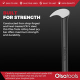 Rolling Head Pry Bar Set - 6" & 16" CR-V Steel, 1400 lbf-in Leverage