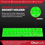 3-Row Magnetic Socket Holder Organizes 75+ 1/4",3/8",1/2" Drive Sockets