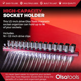 Magnetic Aluminum Socket Organizer Rail - Holds 24 Sockets