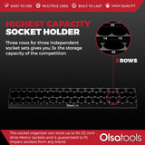 3-Row Magnetic Socket Holder Organizes 75+ 1/4",3/8",1/2" Drive Sockets