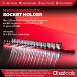 Magnetic Aluminum Socket Organizer Rail - Holds 24 Sockets