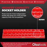 3-Row Magnetic Socket Holder Organizes 75+ 1/4",3/8",1/2" Drive Sockets