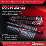 Magnetic Aluminum Socket Organizer Rail - Holds 24 Sockets