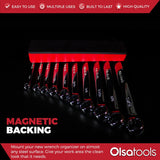 Magnetic Wrench Organizer Rack – Holds 10 SAE & Metric Wrenches