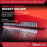 Magnetic Aluminum Socket Organizer Rail - Holds 24 Sockets