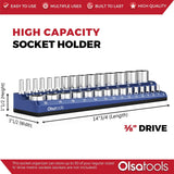Magnetic Socket Organizer 2Row Holder for 1/4" 3/8" 1/2" Drive Sockets