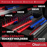 Magnetic Socket Organizer 2Row Holder for 1/4" 3/8" 1/2" Drive Sockets
