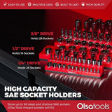 Magnetic Socket Organizer 2Row Holder for 1/4" 3/8" 1/2" Drive Sockets