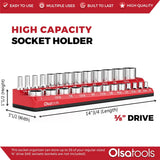 Magnetic Socket Organizer 2Row Holder for 1/4" 3/8" 1/2" Drive Sockets
