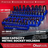 Magnetic Socket Organizer 2Row Holder for 1/4" 3/8" 1/2" Drive Sockets