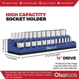 Magnetic Socket Organizer 2Row Holder for 1/4" 3/8" 1/2" Drive Sockets