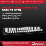 3-Row Magnetic Socket Holder Organizes 75+ 1/4",3/8",1/2" Drive Sockets