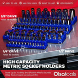 Magnetic Socket Organizer 2Row Holder for 1/4" 3/8" 1/2" Drive Sockets