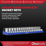 3-Row Magnetic Socket Holder Organizes 75+ 1/4",3/8",1/2" Drive Sockets