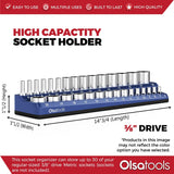 Magnetic Socket Organizer 2Row Holder for 1/4" 3/8" 1/2" Drive Sockets