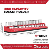 Magnetic Socket Organizer 2Row Holder for 1/4" 3/8" 1/2" Drive Sockets